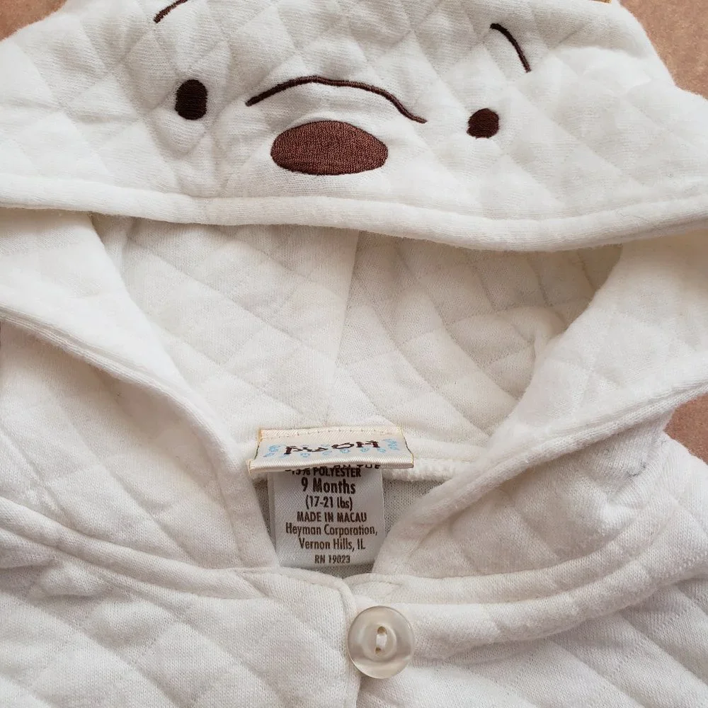 Disney Winnie The Pooh Baby White Quilted Jacket & Pants Matching Outfit Set
